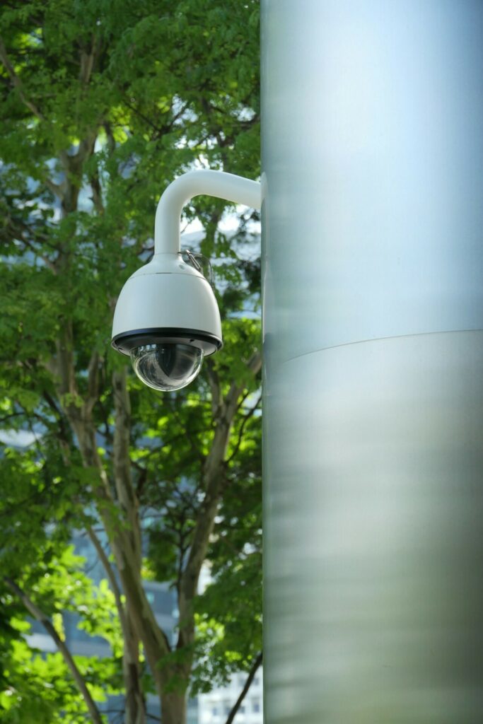 CCTV security camera operating outdoor